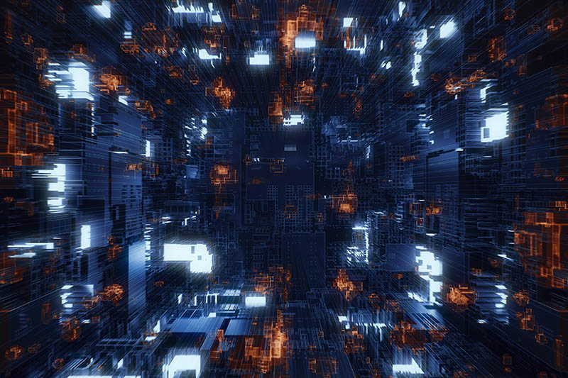 Digital illustration of data encryption.