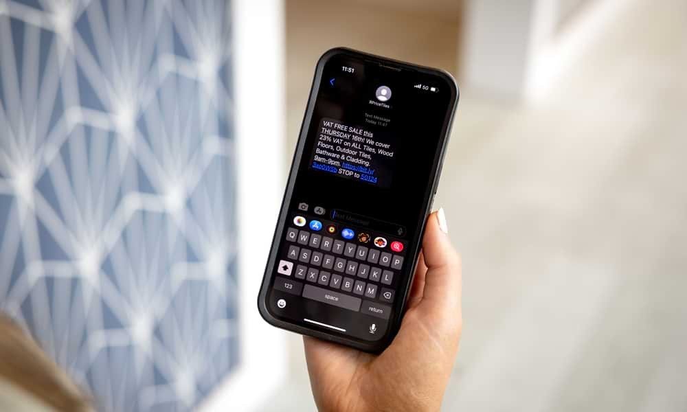 Phone showing text from Right Price Tiles about sale