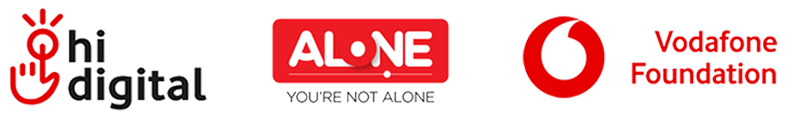 hi digital alone and vodafone foundation logos